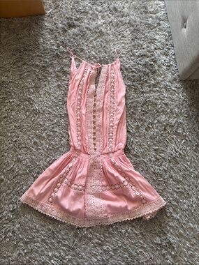 Melissa Odabash Chelsea crocheted lace-trimmed voile mini dress Pink Size XS